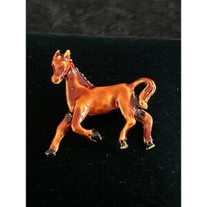 Vintage Prancing Horse Enamel Pin Brooch 1950s Style Equestrian Jewelry